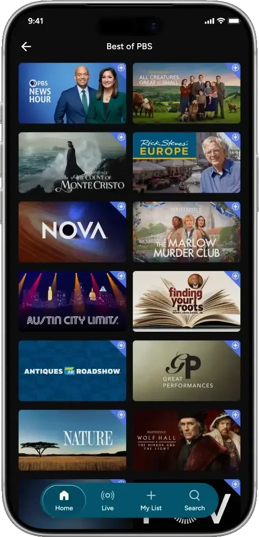 OPB app collection page on a phone